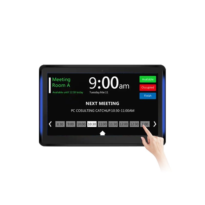 Oem Wall Mount 10.1 Inch Touch Poe Power Surrounding Led Light Ethernet Rfid Nfc Android Tablet Pc For Booking Meeting Room