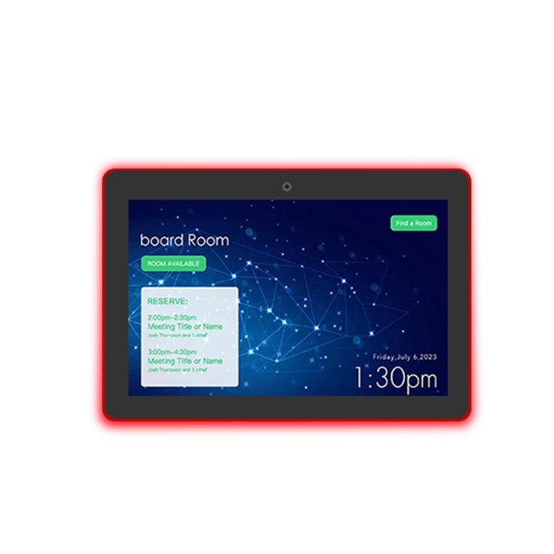 Oem Wall Mount 10.1 Inch Touch Poe Power Surrounding Led Light Ethernet Rfid Nfc Android Tablet Pc For Booking Meeting Room
