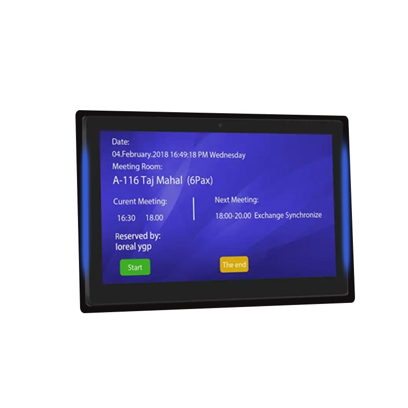 Oem Wall Mount 10.1 Inch Touch Poe Power Surrounding Led Light Ethernet Rfid Nfc Android Tablet Pc For Booking Meeting Room
