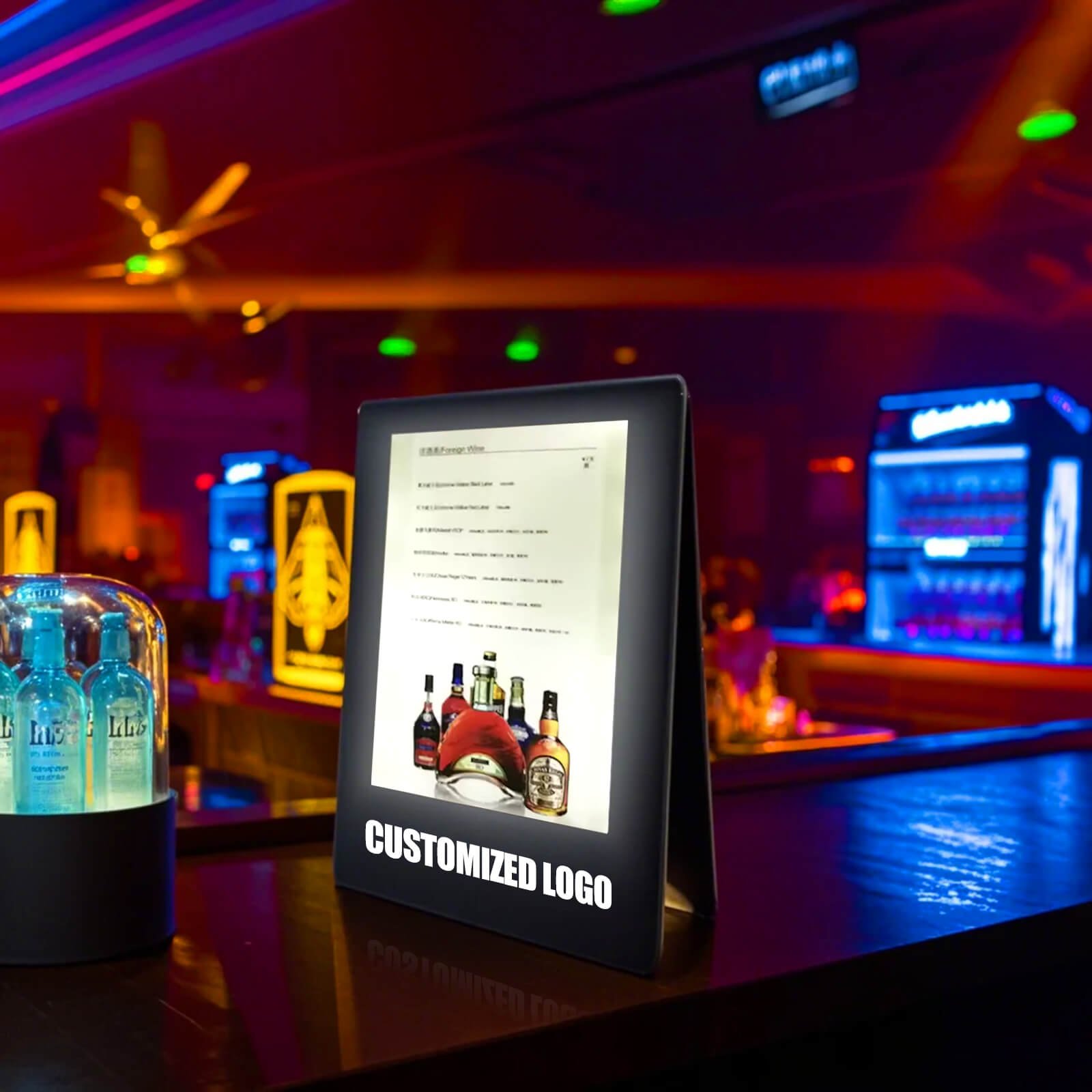 LED Menu Holder & Card Display - Light Up Acrylic Table Stand with Leather Covers for Restaurant Drinks & Menu Books