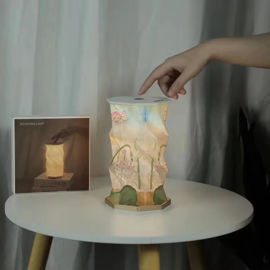 ABS foldable Book Origami Lamp: Unique Rotating shaped Accent for home Decor Elegant Bedside table Light for Mother's Day