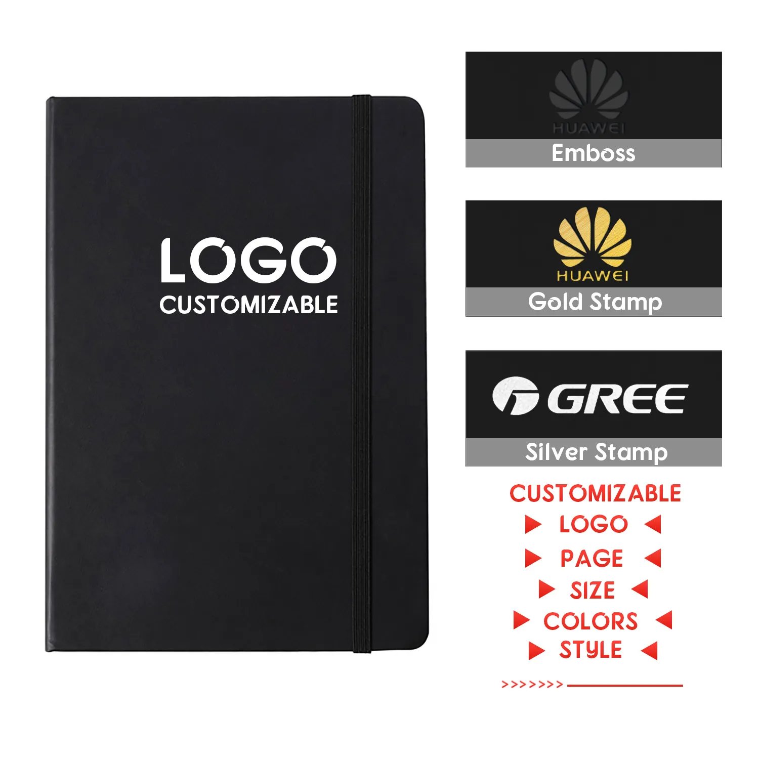Wholesale Personalized A5 with Elastic Strap Hardcover Pu Leather Note book Journal Printing Custom Dairy Journal Notebook