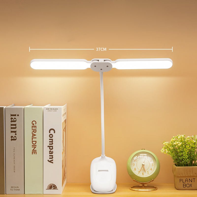 Double Head Dimmable Clip Lamp Light Eyecaring Usb Rechargeable Led Portable Flexible Clip Touch Side Bed Reading Table Lamp