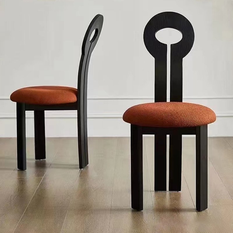 Designer Creative Solid Wood Dining Chair Retro Simple Backrest Leisure Chair Studio Study Light Luxury Italian Book Chair