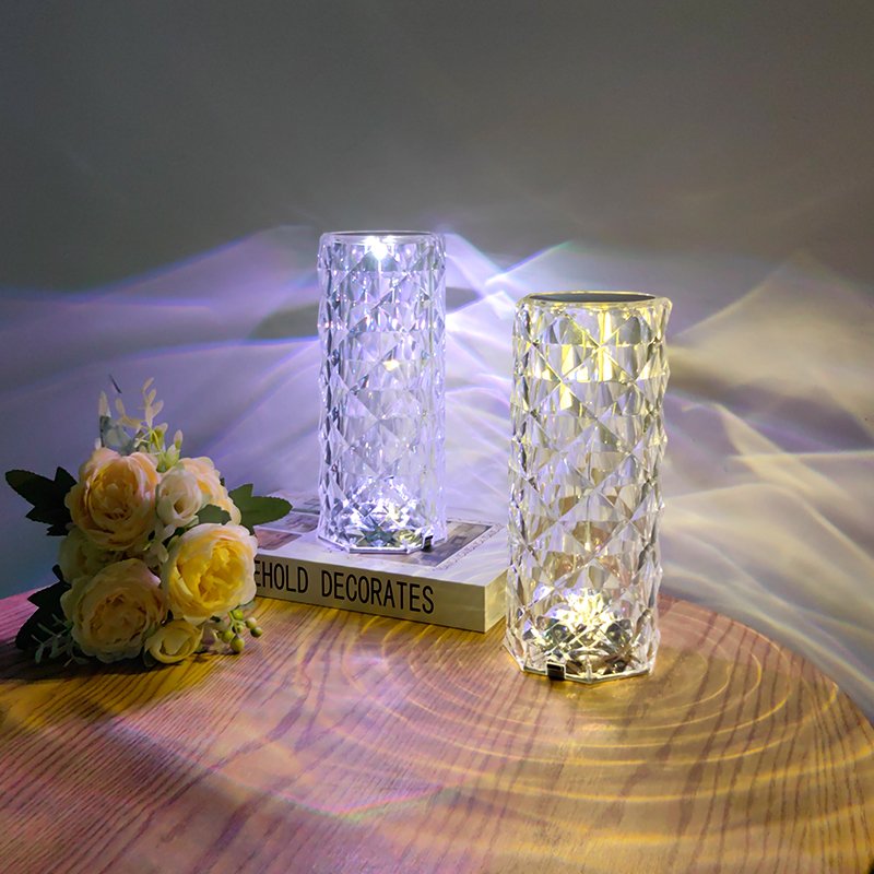 Crystal Light Bedside Lamp Crystal Led Table Light Lamp Decoration Lamparas Rgb Transparent Modern 75 Touch Control Home Acrylic