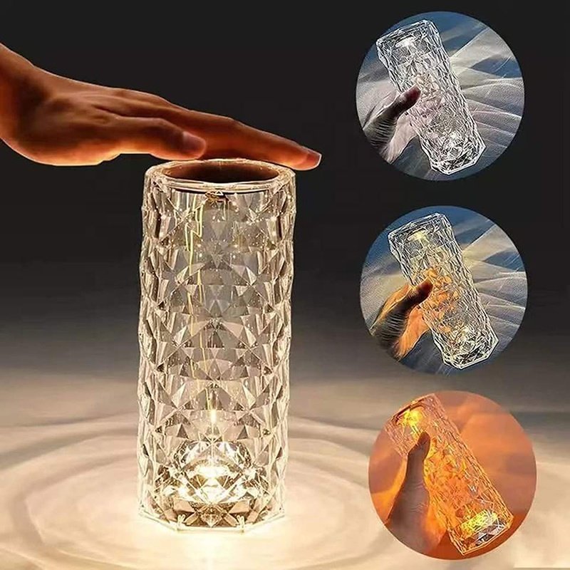 Crystal Light Bedside Lamp Crystal Led Table Light Lamp Decoration Lamparas Rgb Transparent Modern 75 Touch Control Home Acrylic