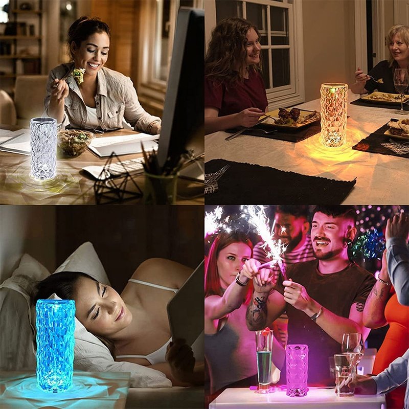 Crystal Light Bedside Lamp Crystal Led Table Light Lamp Decoration Lamparas Rgb Transparent Modern 75 Touch Control Home Acrylic