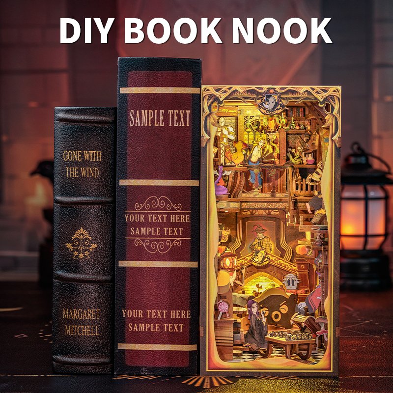 CuteBee DIY Craft Dollhouse Fantastic Animal Common Room Book Nook Kit With LED Night Light Use as Creative Gift Book Nook