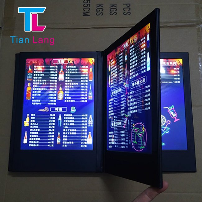 Double Side A4 Led Lighting Menu Board Restaurant Rechargeable Menu Led Display Book Table Light Menu For Bar Night Club