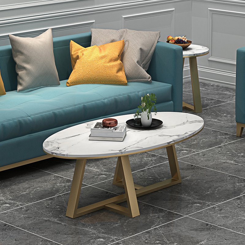 Nordic oval coffee table simple modern tea table creative marble coffee light luxury small apartment living room side table