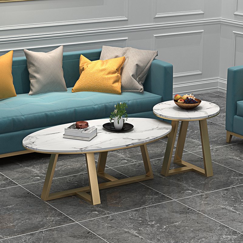 Nordic oval coffee table simple modern tea table creative marble coffee light luxury small apartment living room side table