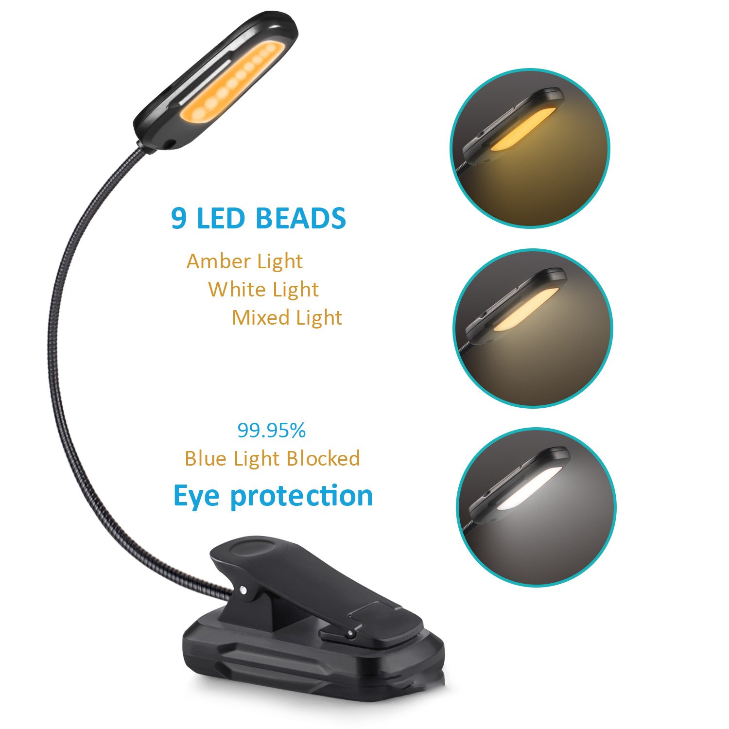 REONE Flexible clip reading light led night fishing bait lamp rechargeable student dormitory bedside lamp