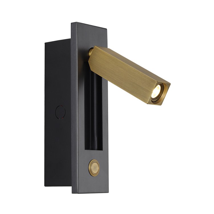 Modern simple hotel engineering lamp bedroom bedside lamp metal embedded switch LED reading small wall lamp
