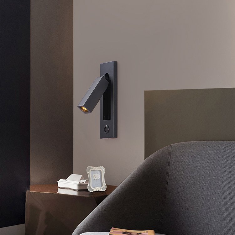 Modern simple hotel engineering lamp bedroom bedside lamp metal embedded switch LED reading small wall lamp