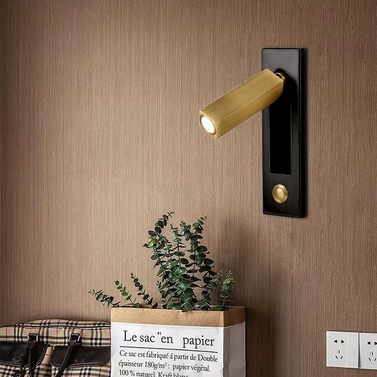 Modern simple hotel engineering lamp bedroom bedside lamp metal embedded switch LED reading small wall lamp