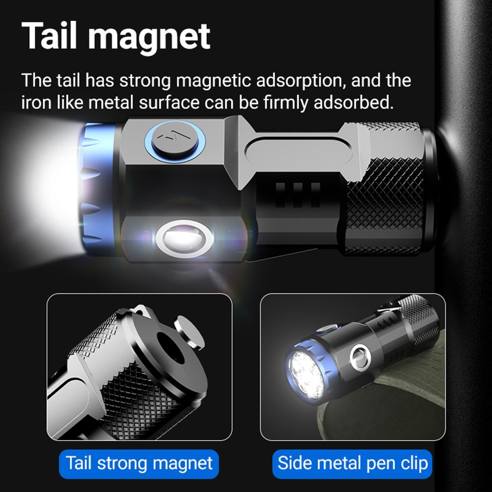 8x Led High Bright Mini Palm Small Flashlight Usb Charging Portable Home Fishing Hiking Camping Magnet Pocket Work light Torch