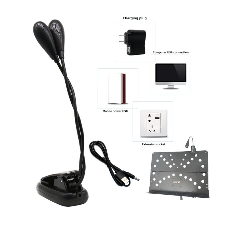 Musical accessories PD13 clip flexible music stand light led reading book light