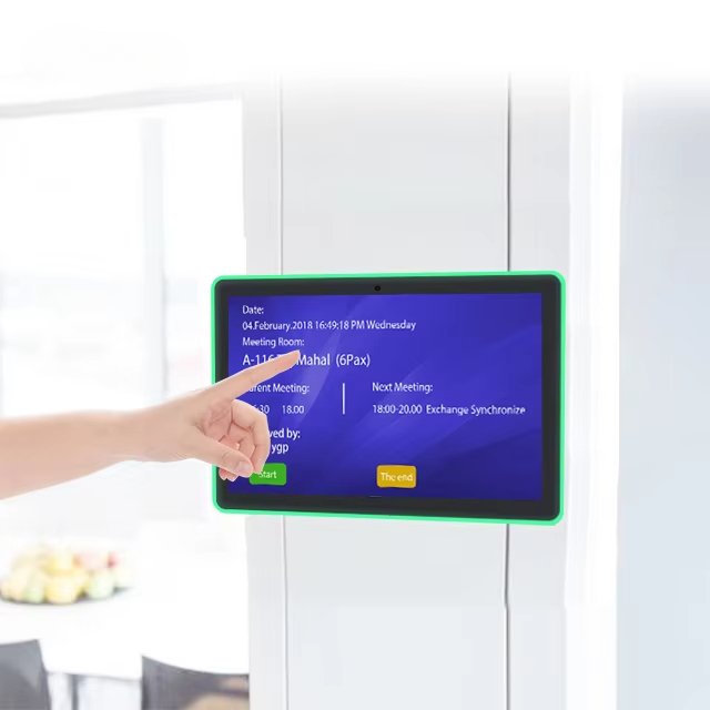 Cheep Wall mount 10.1 inch touch screen POE power Surrounding LED Booking System Meeting room Android Light bar tablet