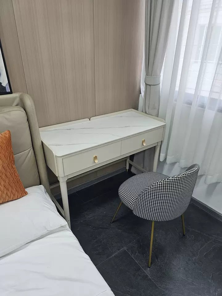 Bedroom solid wood desk household small family bedside computer desk modern simple table bedside high light luxury rock board