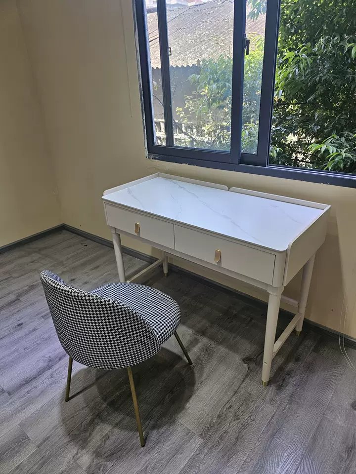 Bedroom solid wood desk household small family bedside computer desk modern simple table bedside high light luxury rock board