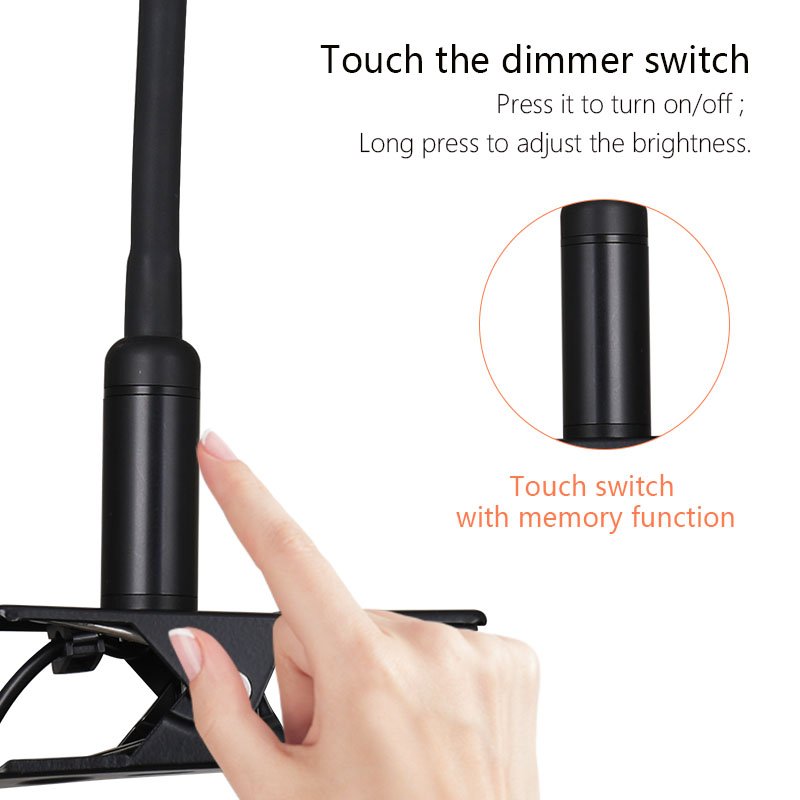 adjustable angle Clip-on Led Reading Light Dimmable Book Lamp Eye protection clip Lamp with Switch for Reading Study in Bedroom