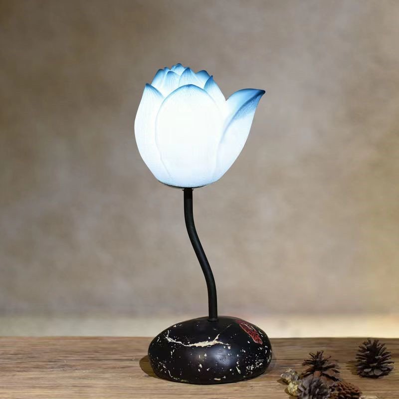 Contemporary Lotus Table Lamp Chinese Style Living Room Bedroom Tea Room Study Art Decorative Light