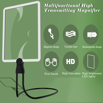 Magnifying Glass for Reading, Large Lightweight Magnifier with LED Lights Provide Full Book Page Viewing Area Evenly Lit Perfec
