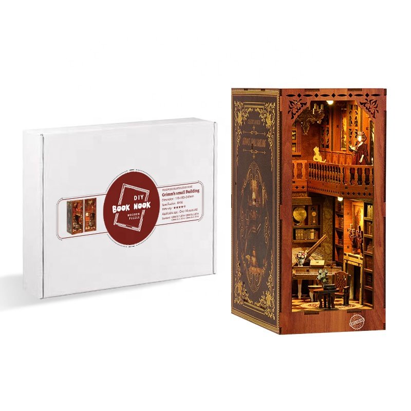 2024 Book Nook 3d Wooden Puzzle Diy Miniature Wooden Puzzles Shelf Insert Mira Magic House nook book covers