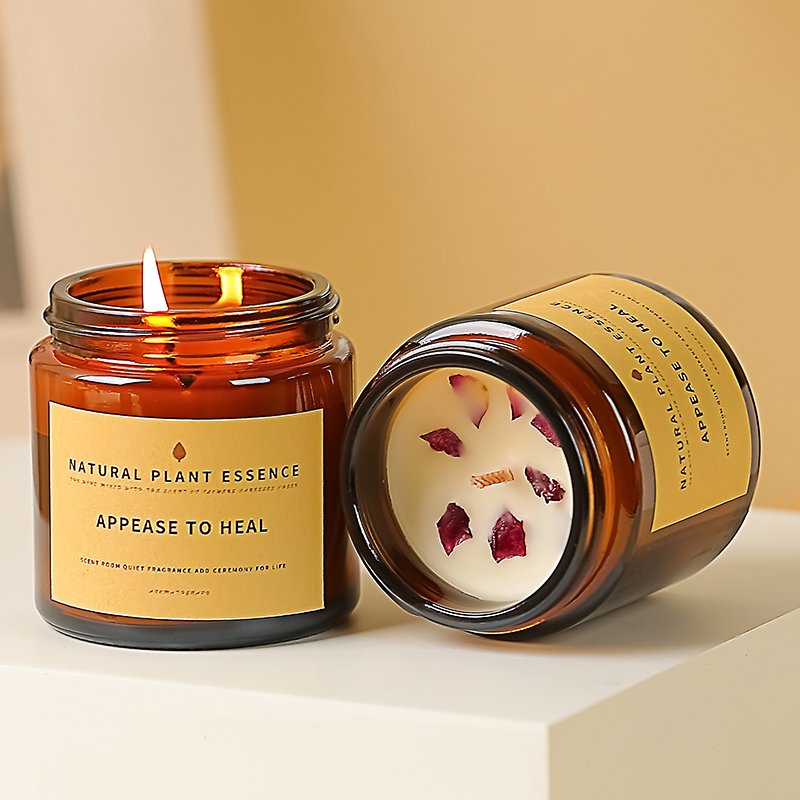Luxury with flowers Private Label Custom Scented Soy Wax Glass Jar Candles with Lids aroma Scent Candle wholesale