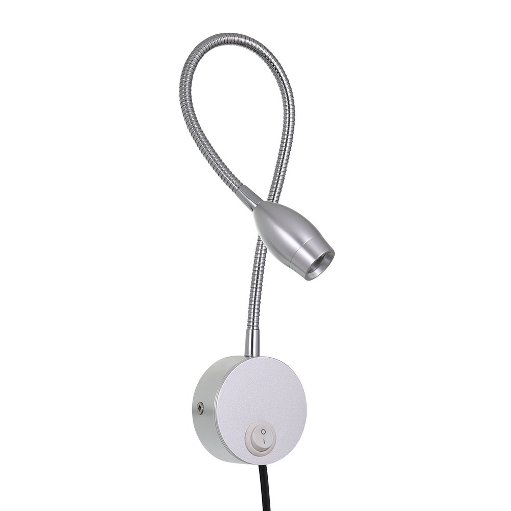 Hotel Beside Wall-Mounted Reading light for book with Plug Wired Aluminum wall reading Lamps 200LM / 3000K / 3W