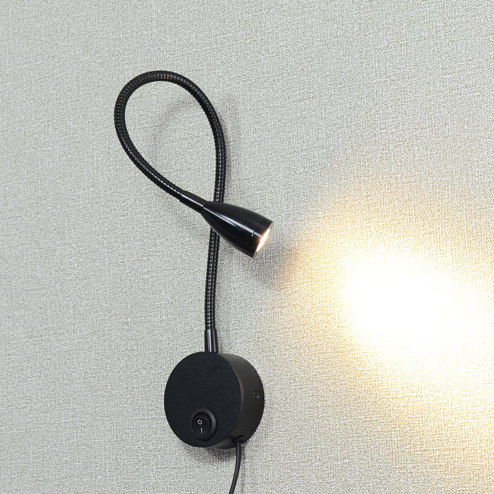 Hotel Beside Wall-Mounted Reading light for book with Plug Wired Aluminum wall reading Lamps 200LM / 3000K / 3W