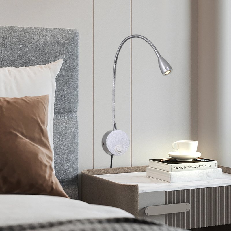 Hotel Beside Wall-Mounted Reading light for book with Plug Wired Aluminum wall reading Lamps 200LM / 3000K / 3W