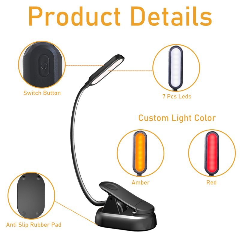 Rechargeable Clip Reading Portable LED mini book lamp