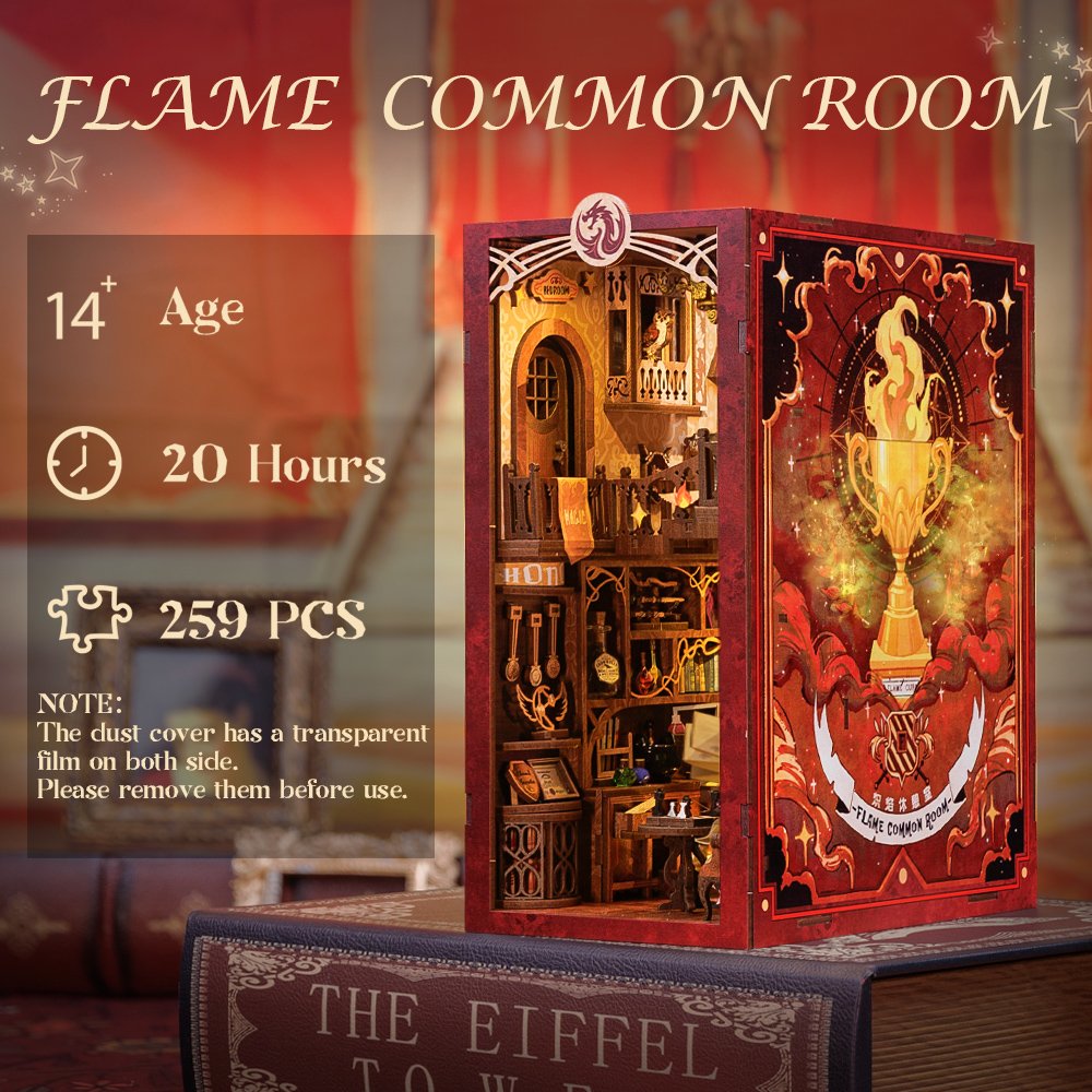 CuteBee Handmade Craft 3D Wooden Puzzle Bookshelf Decor Diorama DIY Book Nook Kit with LED Light Book Nook Miniature Dollhouse