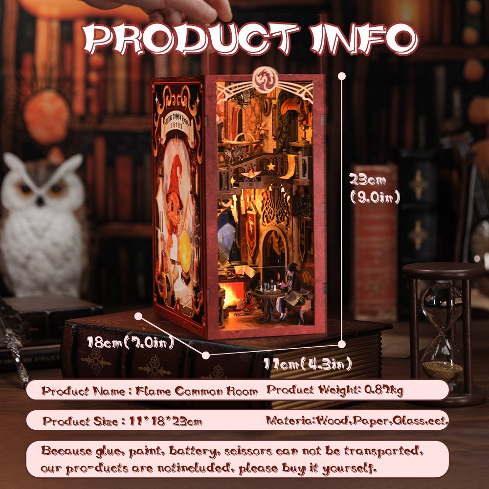 CuteBee Handmade Craft 3D Wooden Puzzle Bookshelf Decor Diorama DIY Book Nook Kit with LED Light Book Nook Miniature Dollhouse
