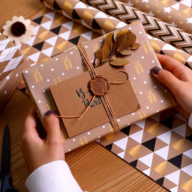Gift wrapping paper Festival simple light luxury plaid stripes diy book paper gift paper wholesale 50*70CM