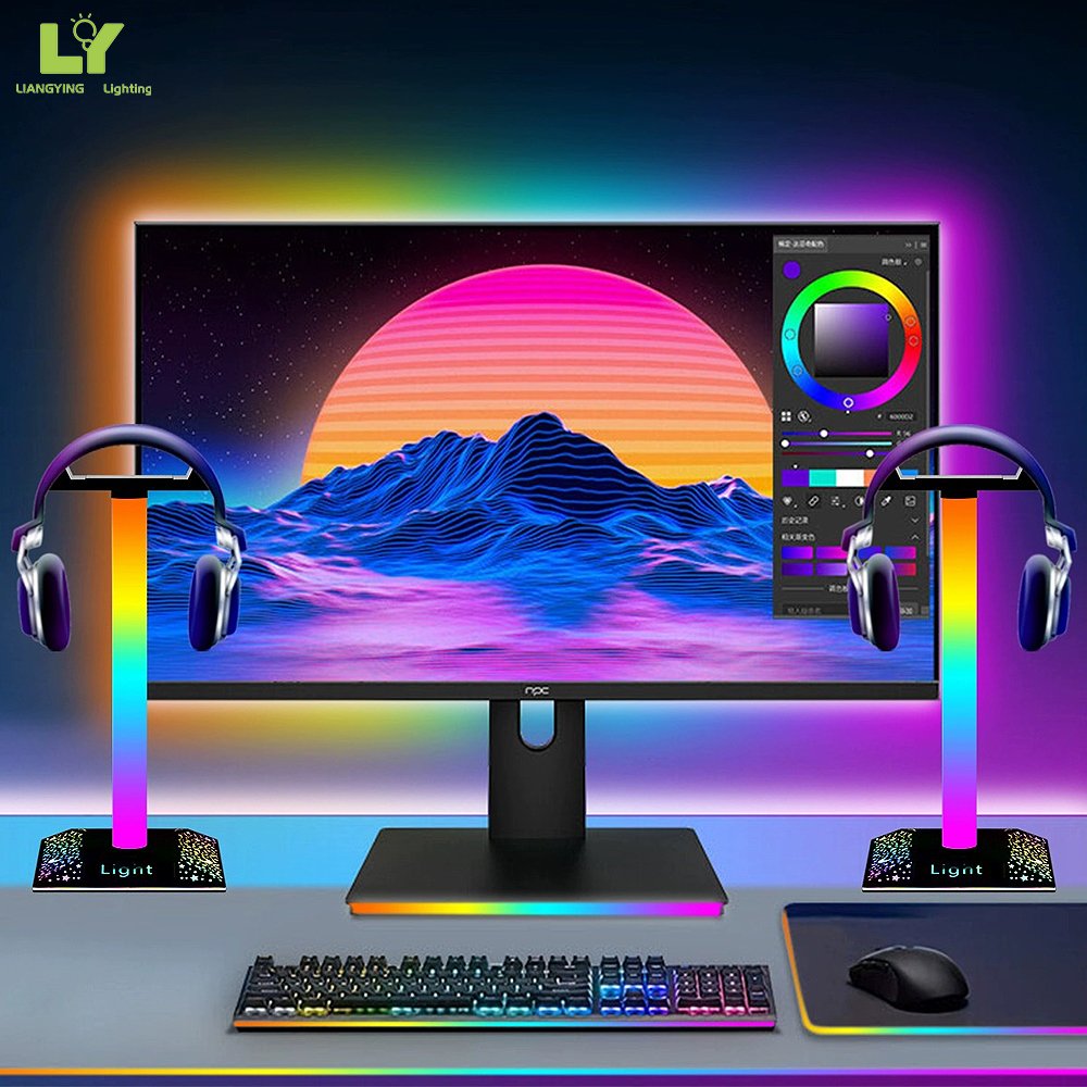 Adjustable Acrylic Book Stand Night Light Rgbic Desktop Atmosphere Rgb Lamp Phone Charger