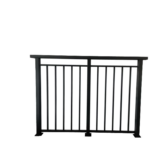 Zinc steel tempered glass simple light luxury black outdoor household balcony stair handrail column guardrail