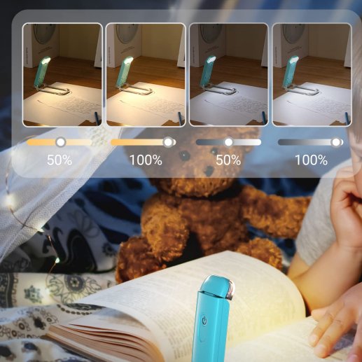 USB Rechargeable Book Light for Reading in Bedt Foldable Pocket Plastic Reading Light Book Lamp
