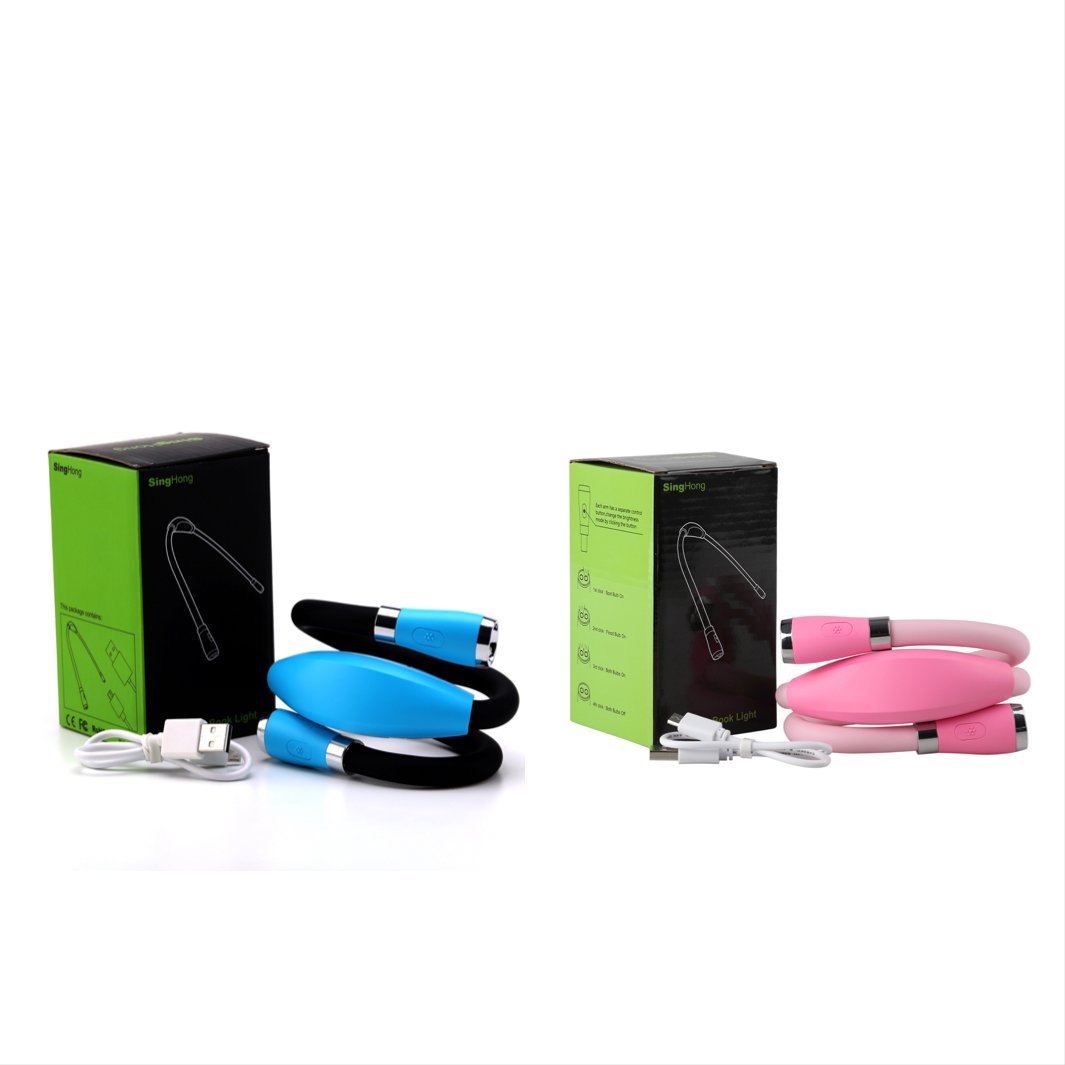 Manufacture Wholesale Custom Logo High Quality Neck Book Light USB Rechargeable Flexible Best Night Light for Reading