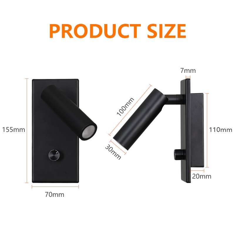 3W Led Dimmable led book light Adjustable Folding Indoor Reading Bedside Lamp For Bedroom Hotel Wall Sconce
