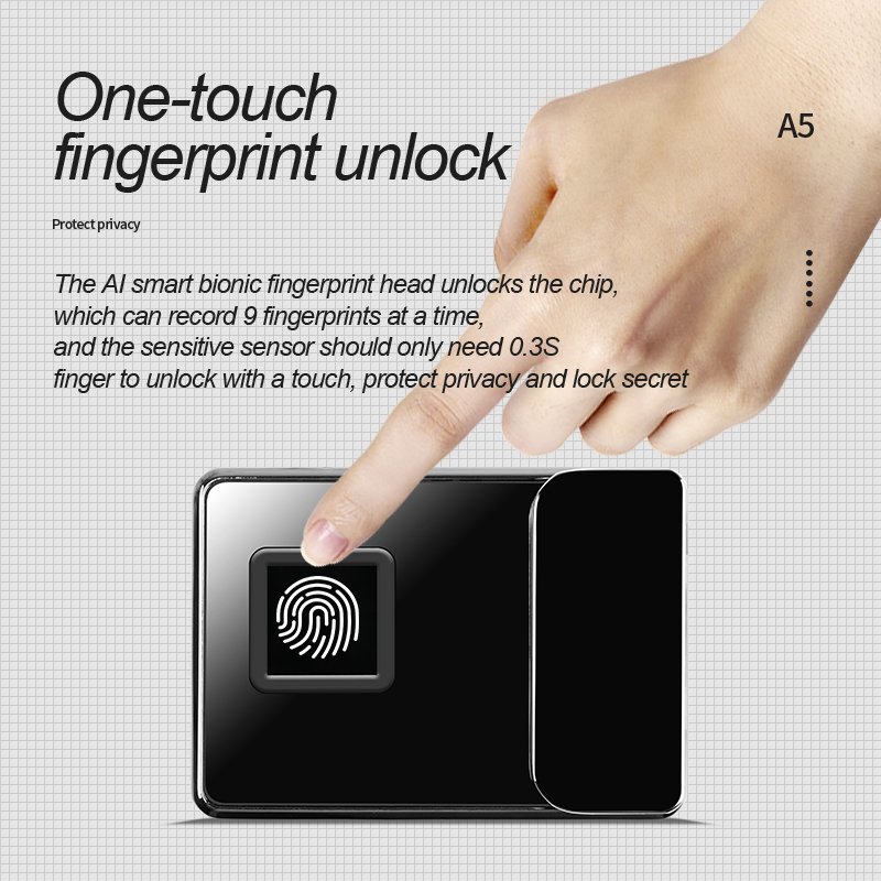 Luxury PU Leather Diary Notebook Powerbank with Fingerprint Lock USB Flash and Recording Speaker