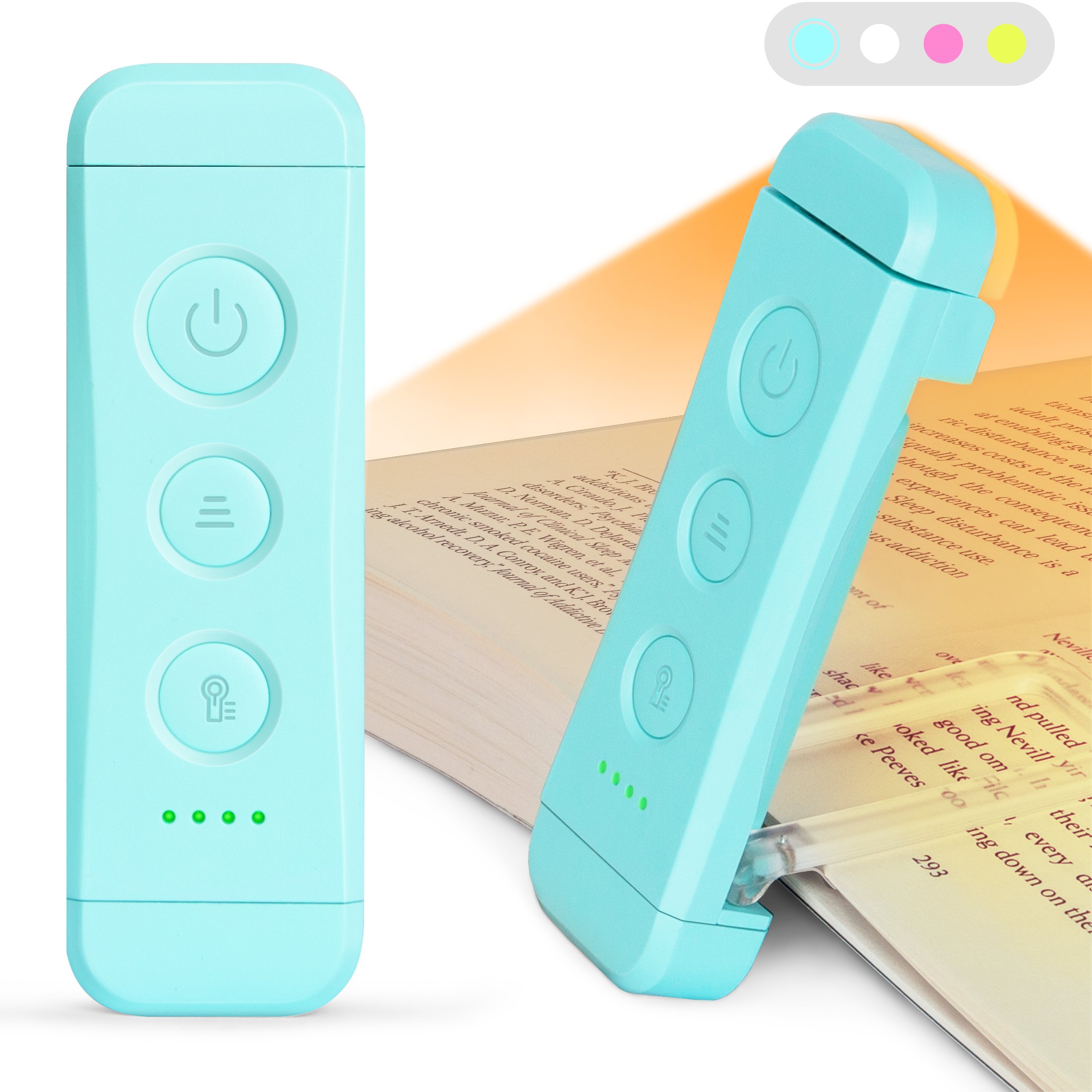 Glocusent mini led reading book lights adjustable natural/warm/amber usd clip on reading bookmark light