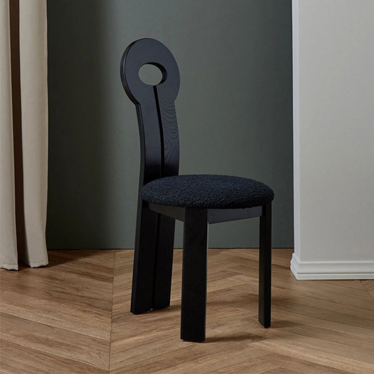 Creative solid wood dining chair retro simple back lounge chair studio study light luxury Italian book chair