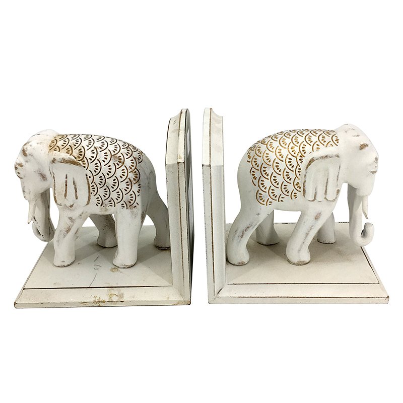 Original Arts & Gift Elephant Shape Book Ends Onyx Marble in Multi-Colors Natural Stone Bookends for Floor Tile Countertop Usage