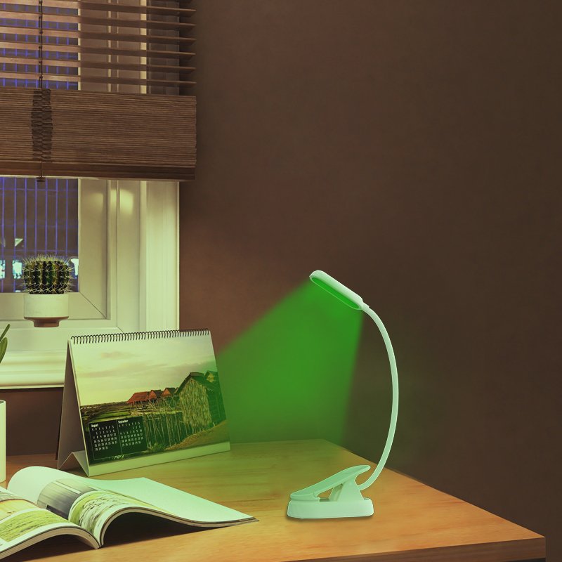 Book Night Light Clip On For Reading in Bed Rechargeable LED Reading Light 520 nm Green Reading Lamp Book Light