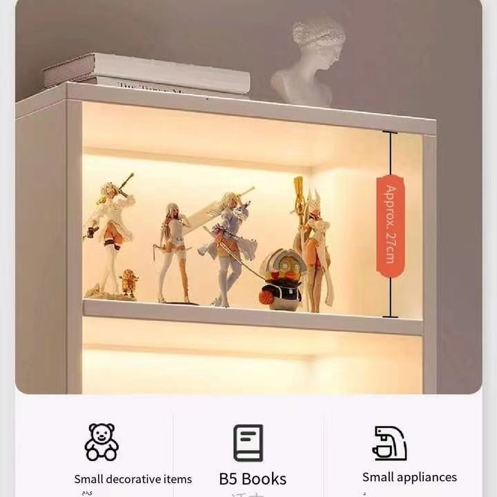 Living Room Modern Simple LED Light Decorative Shelving Book Storage Rack Multi-layer Book Storage Rack Shelf