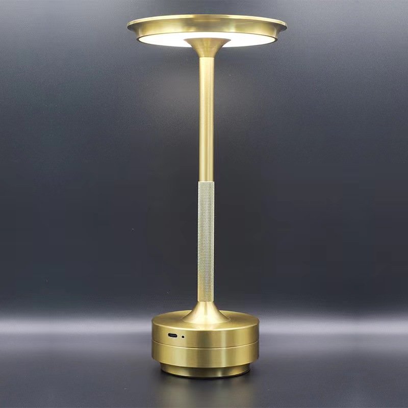 JAIYI Nordic Retro USB Charging Touch Dimming Aluminum LED Light Restaurant Bar Cordless Battery Gold Table Light