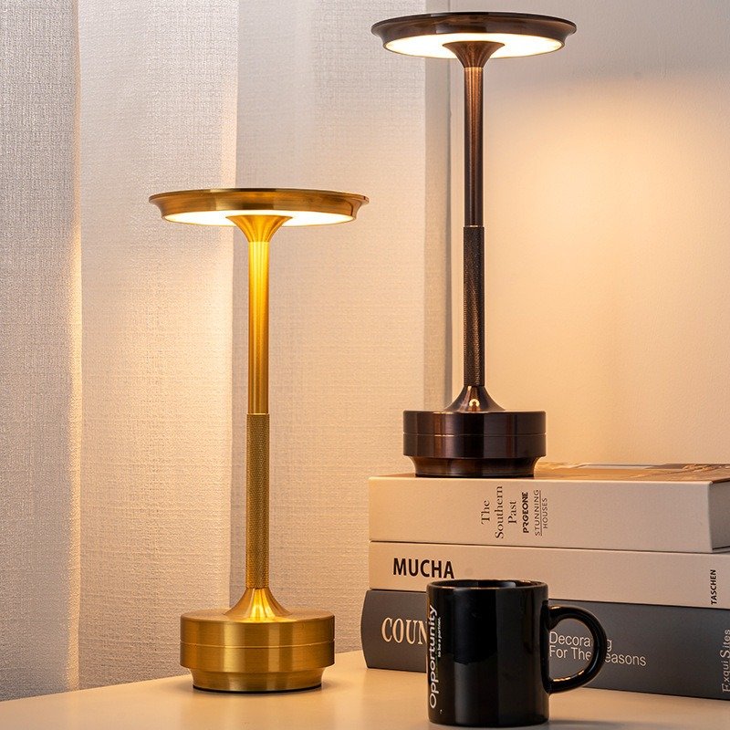 JAIYI Nordic Retro USB Charging Touch Dimming Aluminum LED Light Restaurant Bar Cordless Battery Gold Table Light