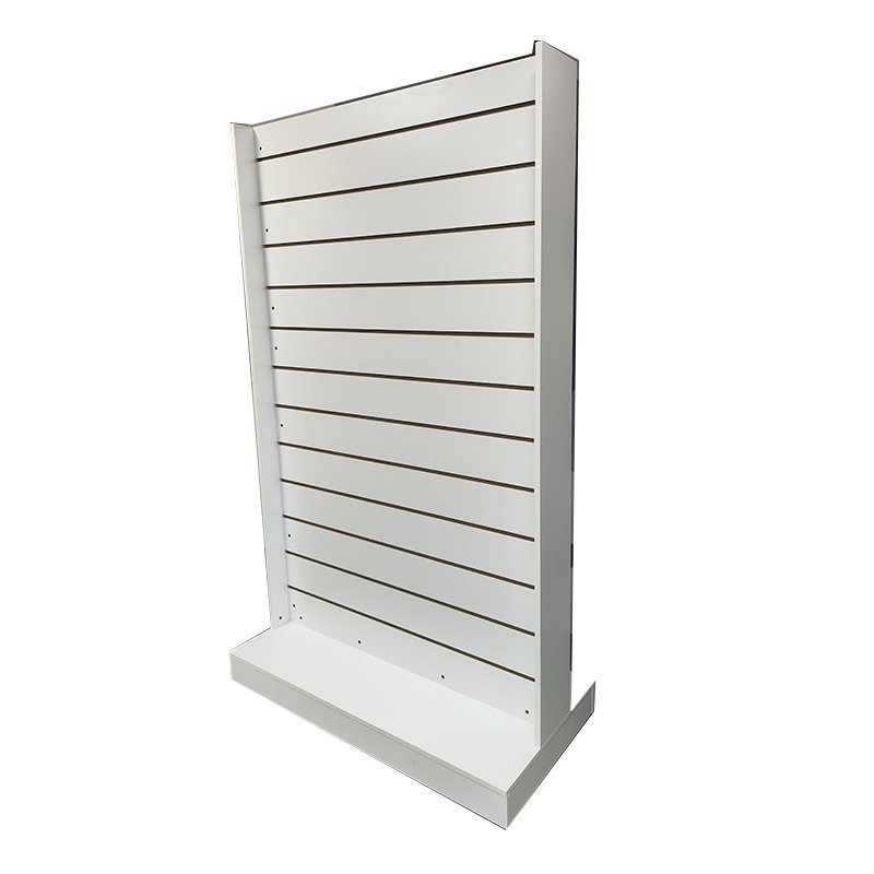 White color Simple Melamine Slatwall Stands Display Shelf For Supermarket Malls
